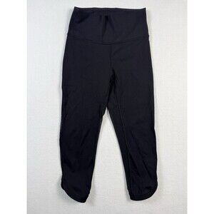 Lululemon Black Crop Leggings Women’s Size 4 Mesh Panel Detail